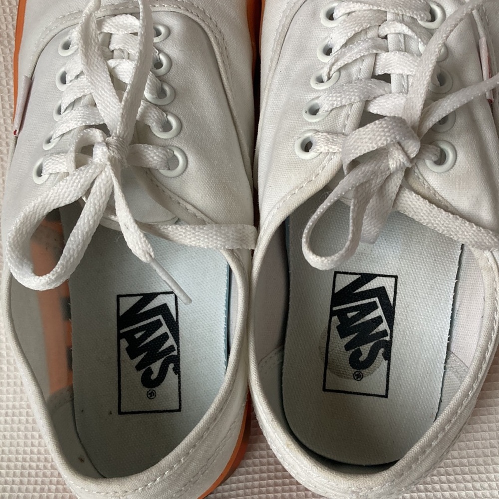 Vans White/Orange Trim Canvas Authentic Translucent Sneaker Size Men 7.5 Women 9 - Picture 5 of 9